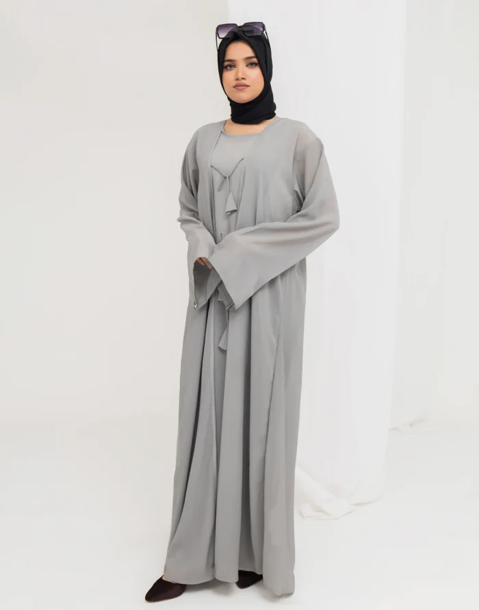 Silver Grey  Abaya - Image 2