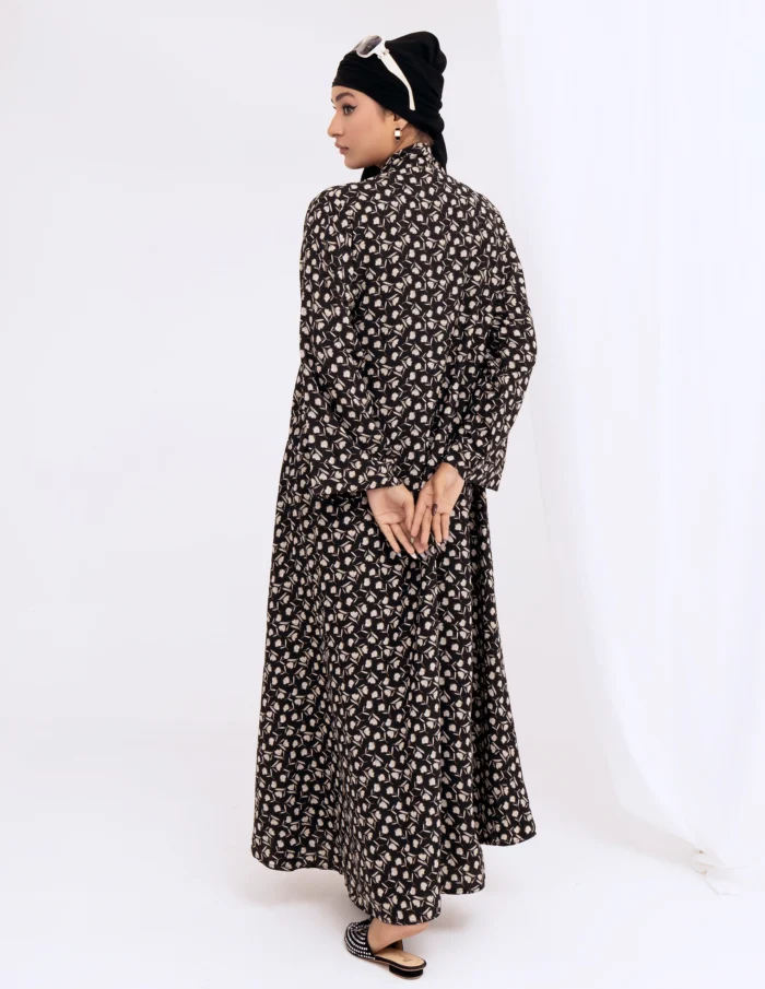 Brown Printed Abaya - Image 2