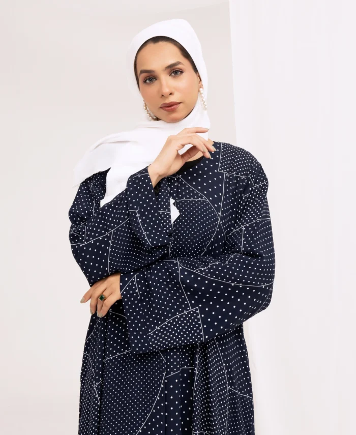 Navy Blue Stylish Abaya - Image 3