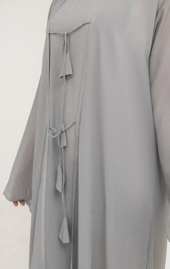 Silver Grey  Abaya - Image 4