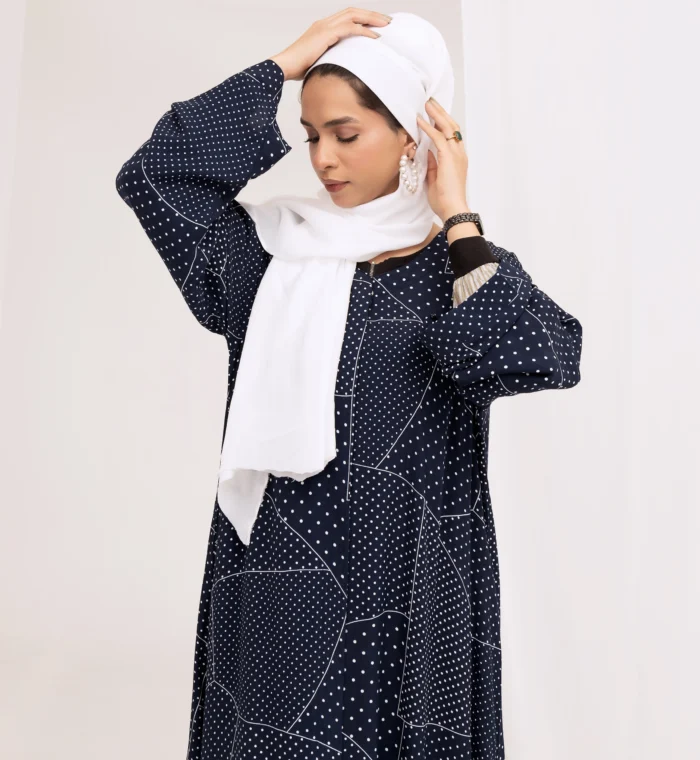 Navy Blue Stylish Abaya - Image 4