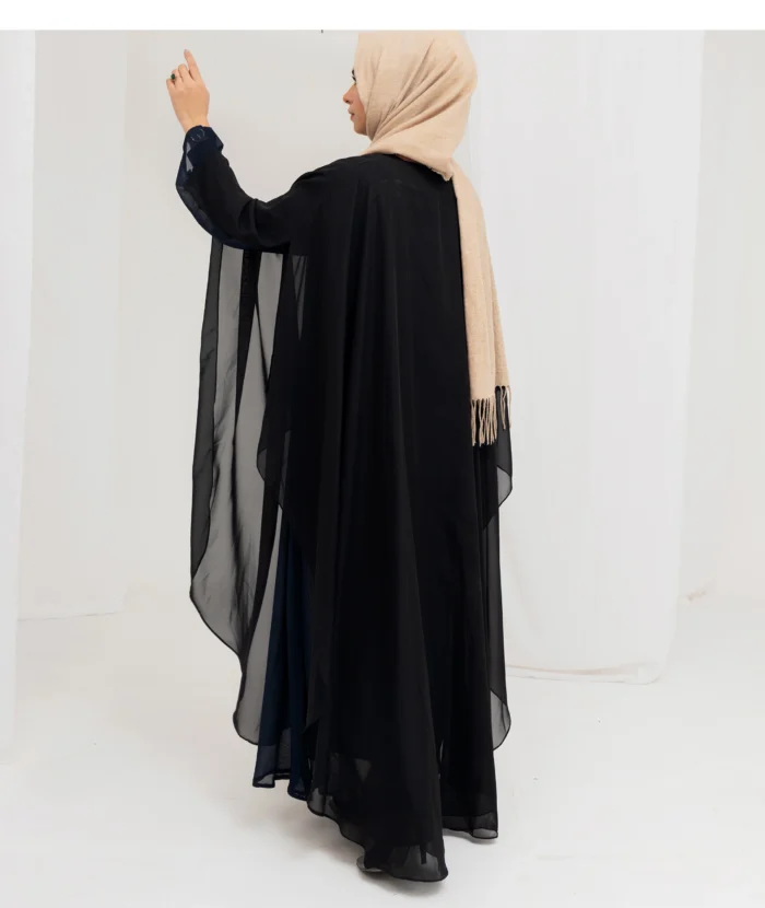 Jilbab Style Navy Blue Abaya - Image 5