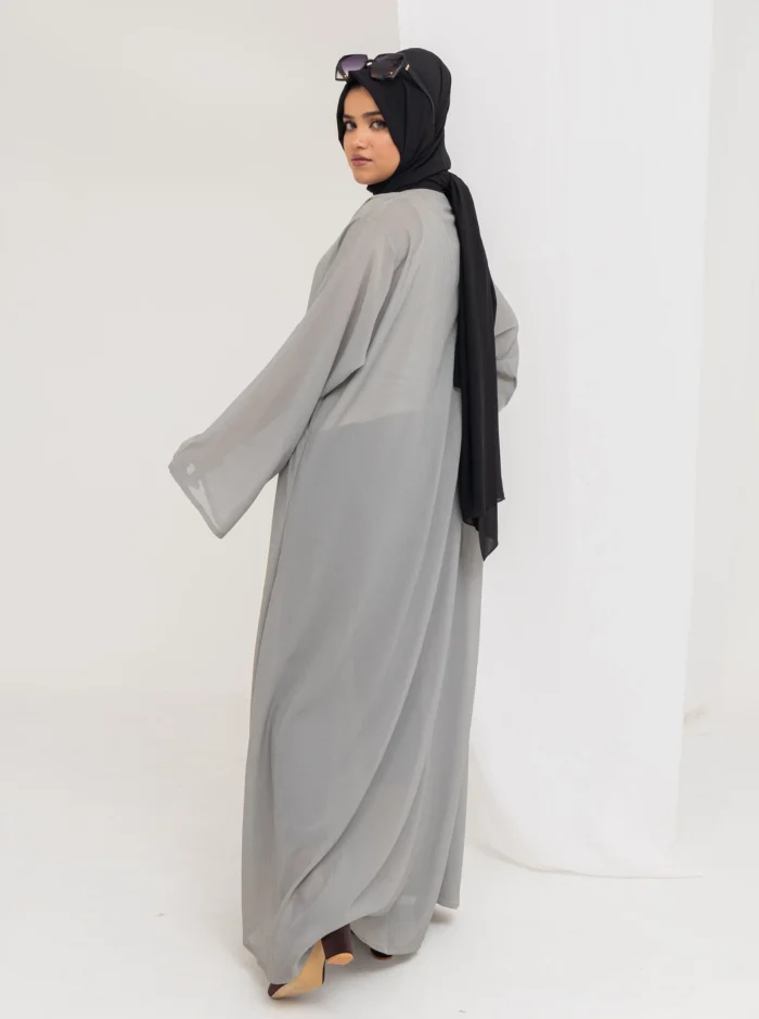 Silver Grey  Abaya - Image 3