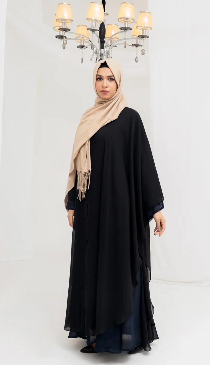 Jilbab Style Navy Blue Abaya - Image 2