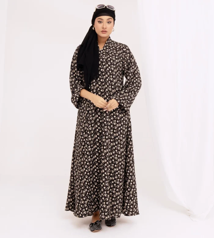 Brown Printed Abaya