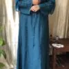 Elegant Teal Pleated Abaya – Premium Double Georgette Front Open Modest Wear for Women - Image 5